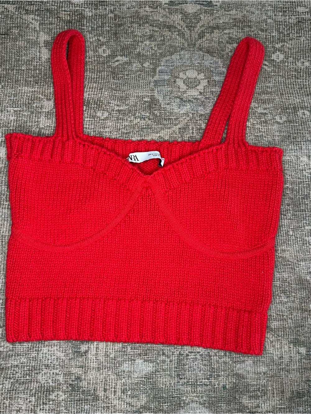 Zara Knit Crop Top Bustier Style Red Size Medium